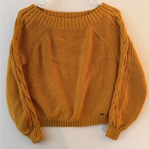 Hollister Off-the-Shoulder Cable-Sleeve Sweater in Mustard
